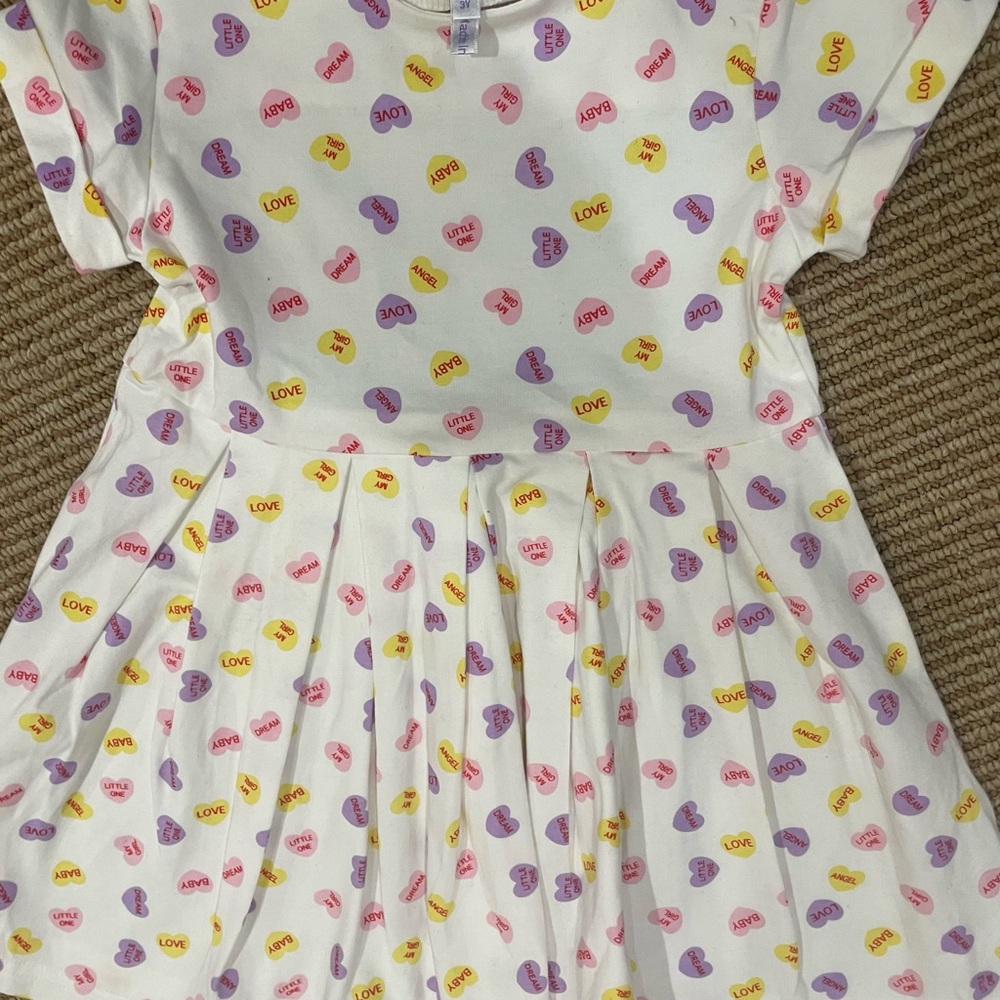Rachel Riley Valentine Message  Heart Print Kids Dress 100% cotton size 3T